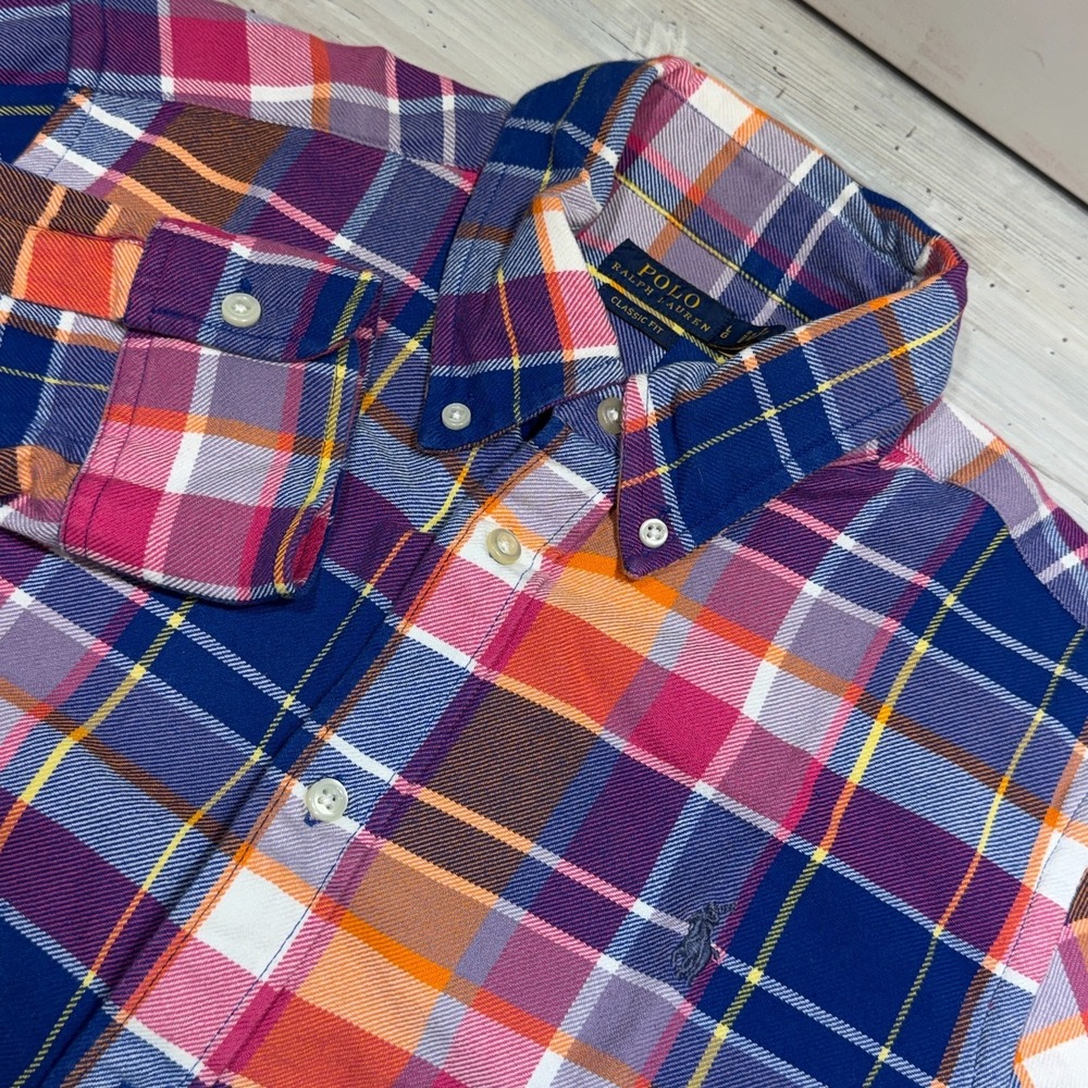 Polo Ralph Lauren Men's Size Large Classic-Fit Plaid Oxford Workshirt Flannel